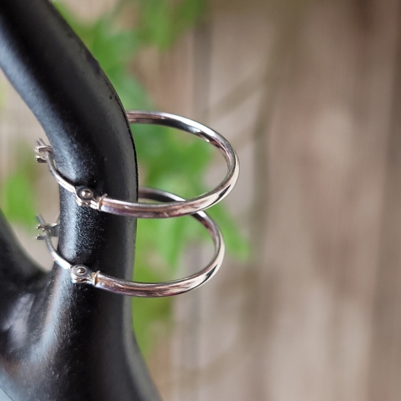 Jewelry - 14k WHITE GOLD HOOP EARRINGS